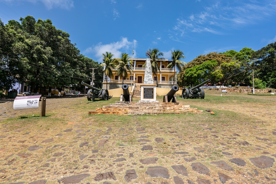 View of Sao Miguel Palace at Vila dos Remedios, the administrative headquarter of Fernando de Noronha Marine National Park, Pernambuco, Brazil